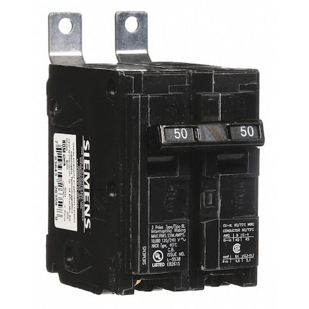 SIEMENS Miniature Circuit Breaker, BL Series 50A, 2 Pole, 120/240V AC B250