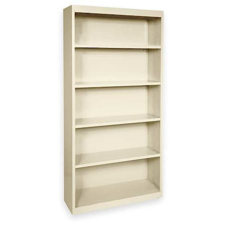 Atlantic Metal Bookcase, Steel, 5 Shelf, Putty, 72HX36W BA40361872-07