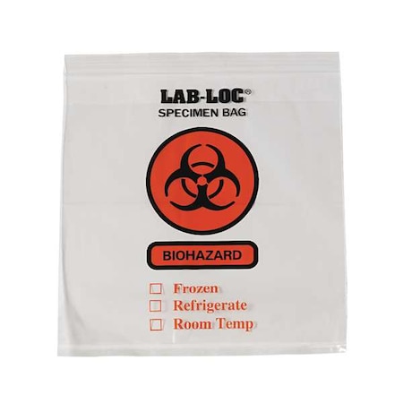 Zoro Select Specimen Transfer Bag, Clear, PK1000 3CUE8