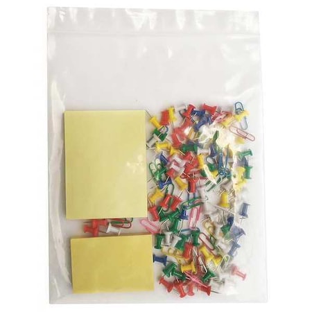 Zoro Select Reclosable Bag, Zip Seal, 10 in L, 8 in W, 4 mil Thick, Low Density Polyethylene (LDPE), Clear 5CNK2