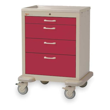 Metro Medical Cart, Steel/Polymer, Taupe/Red MBX1210TL-R