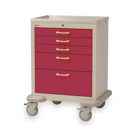 Metro Medical Cart, Steel/Polymer, Red/Lt.Taupe MBX3110TL-R