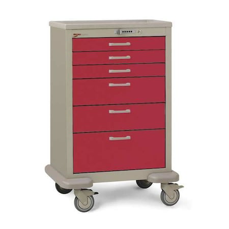 Metro Medical Cart, Steel/Polymer, Taupe/Red MBX3210TL-R
