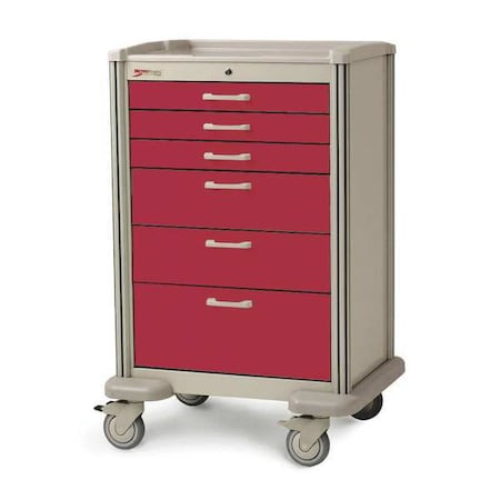 Metro Medical Cart, Steel/Polymer, Taupe/Red MBX4101TL-R