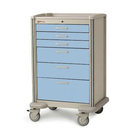 Metro Medical Cart, Steel/Polymer, Taupe/Blue MBX4101TL-SB
