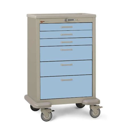 Metro Medical Cart, Steel/Polymer, Taupe/Blue MBX3210TL-SB