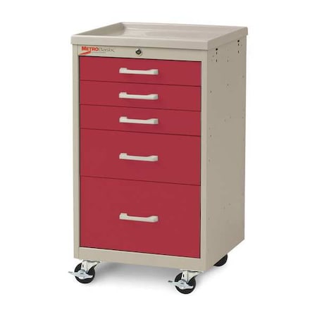 Metro Compact Cart, Steel/Polymer, Taupe/Red MBC3110TL-R