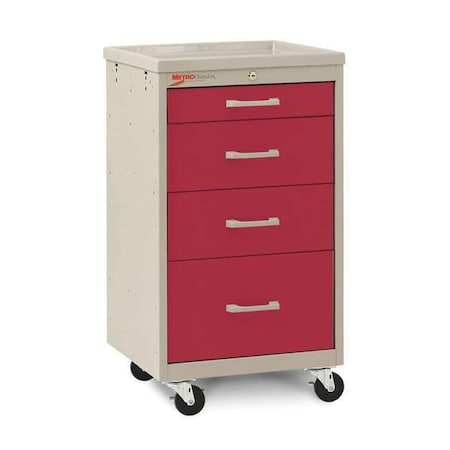 Metro Compact Cart, Steel/Polymer, Taupe/Red MBC1210TL-R