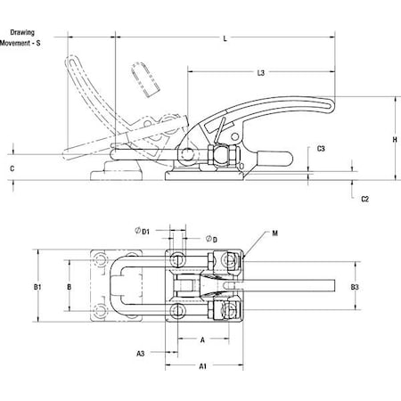 De-Sta-Co Latch Clamp, U-Bolt, w/Lever, 7500 Lbs, 3.67 385-R | Zoro