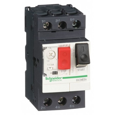 Schneider Electric Manual Motor Starter, Not Applicable, 3 P, 3 Phase, Push Button, 1.6 A GV2ME06