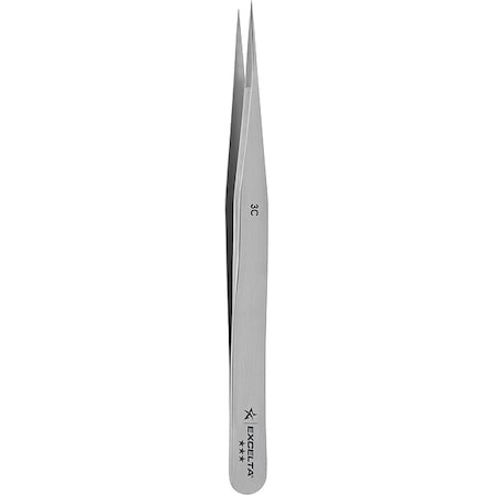 Excelta Tweezers, Carbon Steel, 4 1/4" L, Straight 3C
