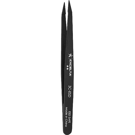 Excelta Tweezers, Plastic, 4 1/2" L, Straight, Point 3C-ESD
