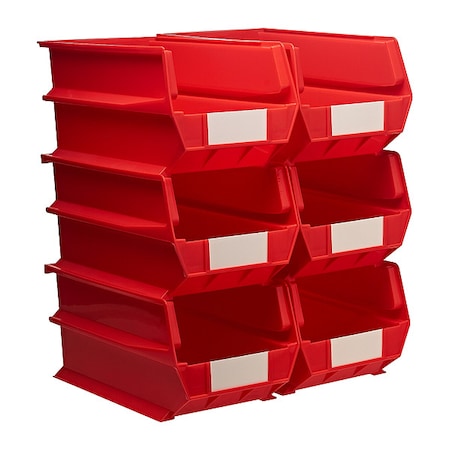 Triton Products Storage Bin, Plastic, Red, 7 in H, 8 1/4 in W, 14 3/4 in L 3-240R