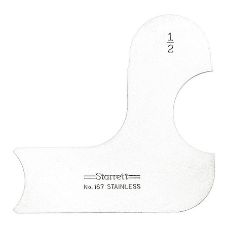 Starrett Radius Gage, Angle, 1, 1/2 in 167-1/2