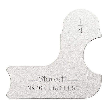 Starrett Radius Gage, Angle, 1/4 in, 1 167-1/4