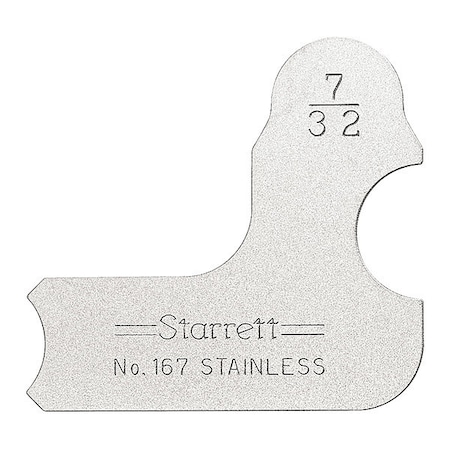 Starrett Radius Gage, Angle, 1, 7/32 in 167-7/32
