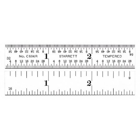 Starrett Ruler, 3 in, 9/16 in, Steel C604R-3
