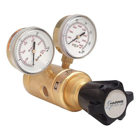 Harris High Purity Gas Regulator, Argon, Carbon Dioxide, Helium, Neon, Nitrogen, Oxygen, 1/2 in Inlet 3000860