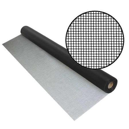 PHIFER Door and Window Screen, Fiberglass, 48 in W, 25 ft L, 0.008 in Wire Dia, Black 3027671