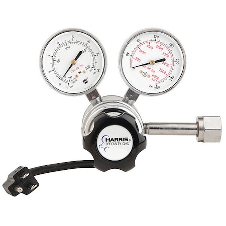 Harris Electrically Heated High-Purity Gas Regulator, Carbon Dioxide, Two Stage, 0.825"-14 Inlet 7051253201