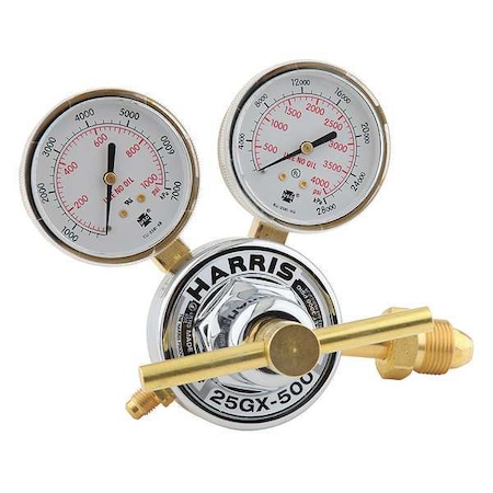 Harris Specialty Gas Regulator, Nitrogen, Single Stage, 0.965"-14 Inlet, 1/4 in Outlet, 500 psi KH1111