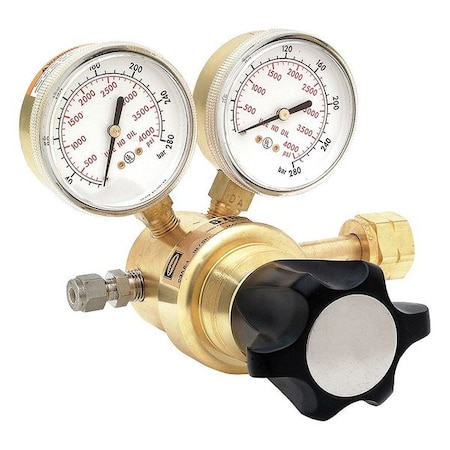 Harris High Pressure Gas Regulator, Industrial Air, Single Stage, 0.965"-14 Inlet, 1/4 in Outlet KH1115