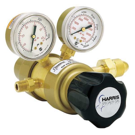 Harris Specialty Gas Regulator, Industrial Air, Two Stage, 0.965"-14 Inlet, 1/4 in Outlet, 0 to 125 psi KH1118