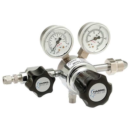 Harris High Purity Gas Regulator, Breathing Air, Single Stage, 0.745"-14 Inlet, 1/8 in Outlet, 0 to 50 psi KH1123