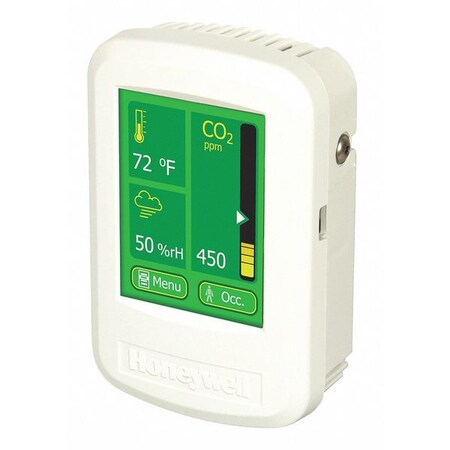 Honeywell Air Monitor, CO2, 0 to 5000 ppm, 1 ppm, LCD 1508A2001
