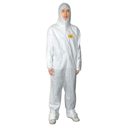 Condor Hooded Disposable Coveralls, 3XL, White, zipper 30C577