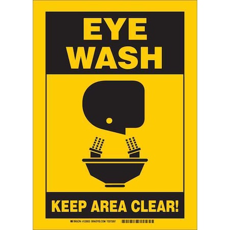 Brady Eye Wash, Keep Area Clear, 14" W x 10" H, Rectangle, Aluminum 122388