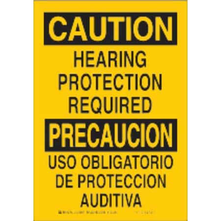 Brady Caution/Precaucion Sign, 10 in Height, 7 in Width, Plastic, Rectangle, English, Spanish 122510
