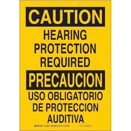 Brady Caution/Precaucion Sign, 10 in Height, 7 in Width, Polyester, Rectangle, English, Spanish 122643