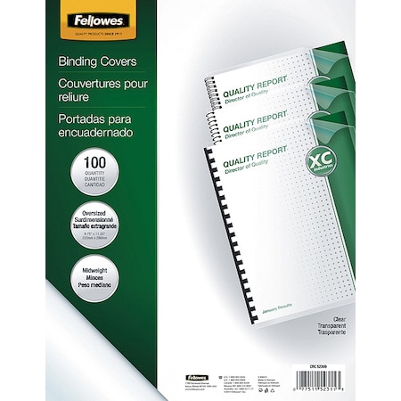 Fellowes Binding Cover, 8-3/4x11-1/4", 7.5mil, PK100 52311