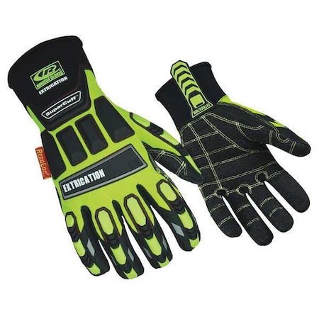 Ringers Gloves Hi-Vis Cut Resistant Impact Gloves, Cut Level 3 , Uncoated , L 1 PR 337-10