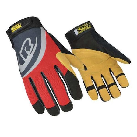 Ringers Gloves Rescue Gloves, Synthetic Leather Palm, Secure Fit Cuff, Synthetic Leather and Spandex, Red, Size L 355-10