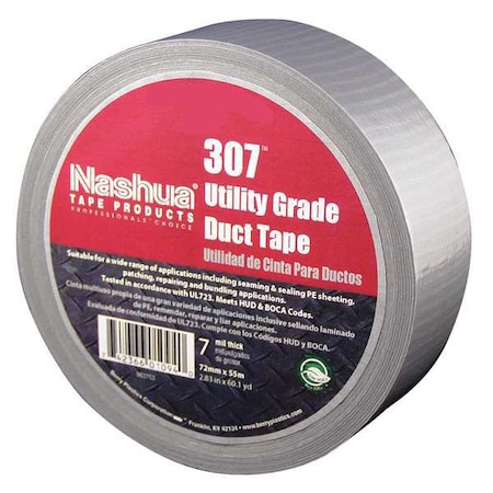 Nashua Duct Tape, Gray, 60 yd L, 2-7/8 in W 307