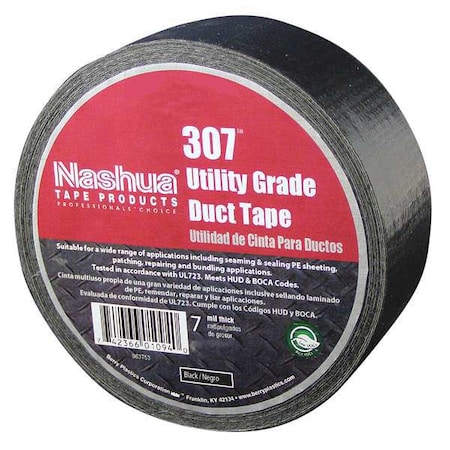 Nashua Duct Tape, Black, 60 yd L, 1-7/8 in W 307