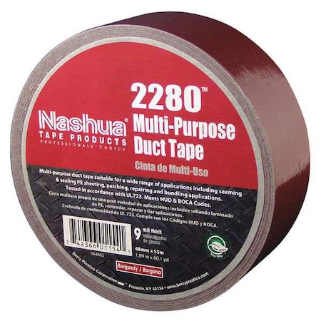 Nashua Duct Tape, Burgundy, 60 yd L, 1-7/8 in W 2280