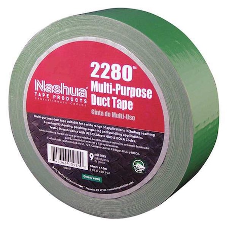 Nashua Duct Tape, Green, 60 yd L, 1-7/8 in W 2280