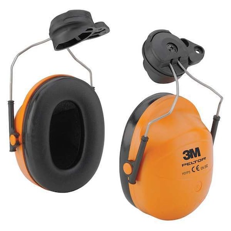 3M Peltor Hi-Viz Hard Hat Mounted Ear Muffs, 23 dB NRR, Black/Orange H31P3E