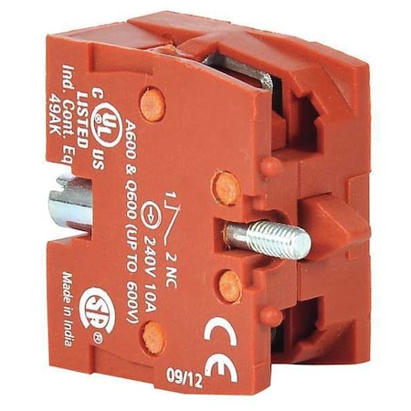 Dayton Contact Block, Mounting Base, 22Mm, 1NC 30G076