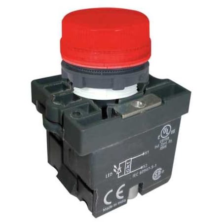 Dayton Pilot Light, LED, 22mm, 24VAC/DC, RD, Plastic 30G210