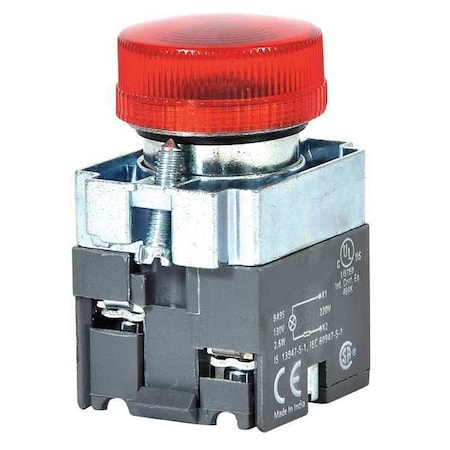 Dayton Pilot Light, LED, 22mm, 24VAC/DC, RD, Cr 30G214