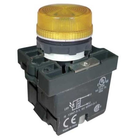 Dayton Pilot Light, 22mm, LED, Yellow 30G219