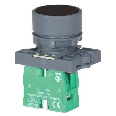 Dayton Push Button Operator, 22 mm, 1NO, Black 30G224