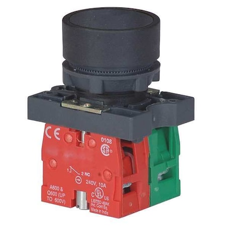 Dayton Push Button Operator, 22 mm, 1NO/1NC, Black 30G232