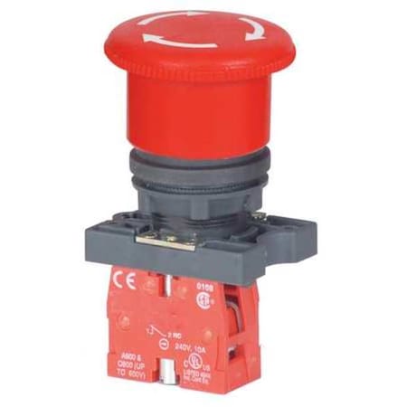 Dayton Emergency Stop Push Button, 22 mm, 1NC, Red 30G252