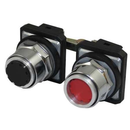 Dayton Pendant Push Button, 30 mm, Black/Red 30G347