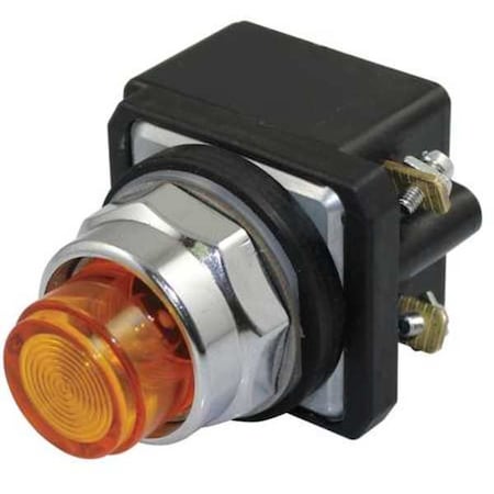 Dayton PilotLight, LED, 120VAC/DC, 30mm, Chrome, Amb 30G402